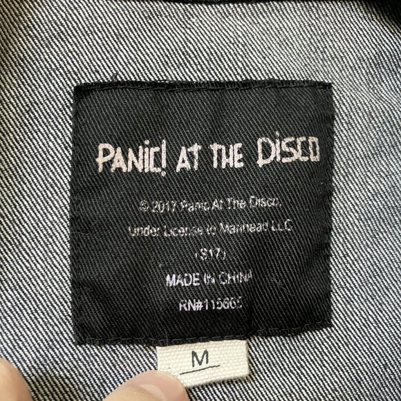 Panic! At The Disco Jean Jacket Womens M Black Stretch Denim Trucker Emo - Picture 4 of 8